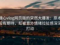 糖心vlog网页版的突然大爆发：原本没有期待，却被意外情绪拉扯感深深打动