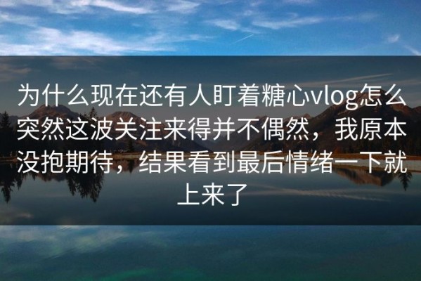 为什么现在还有人盯着糖心vlog怎么突然这波关注来得并不偶然，我原本没抱期待，结果看到最后情绪一下就上来了