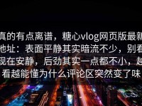 真的有点离谱，糖心vlog网页版最新地址：表面平静其实暗流不少，别看现在安静，后劲其实一点都不小，越看越能懂为什么评论区突然变了味