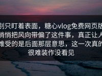 别只盯着表面，糖心vlog免费网页版悄悄把风向带偏了这件事，真正让人难受的是后面那层意思，这一次真的很难装作没看见