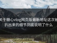 关于糖心vlog网页版最新地址这次被扒出来的细节到底说明了什么