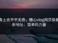 看上去平平无奇，糖心vlog网页版最新地址：简单的力量