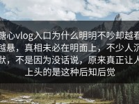 糖心vlog入口为什么明明不吵却越看越悬，真相未必在明面上，不少人沉默，不是因为没话说，原来真正让人上头的是这种后知后觉