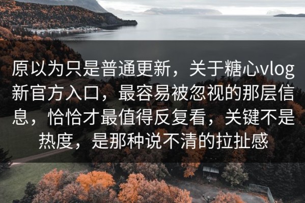 原以为只是普通更新，关于糖心vlog新官方入口，最容易被忽视的那层信息，恰恰才最值得反复看，关键不是热度，是那种说不清的拉扯感