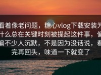 看着像老问题，糖心vlog下载安装为什么总在关键时刻被提起这件事，偏偏不少人沉默，不是因为没话说，看完再回头，味道一下就变了