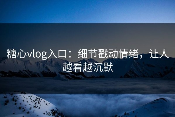 糖心vlog入口：细节戳动情绪，让人越看越沉默