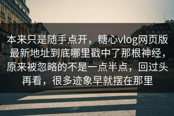 本来只是随手点开，糖心vlog网页版最新地址到底哪里戳中了那根神经，原来被忽略的不是一点半点，回过头再看，很多迹象早就摆在那里