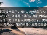 别再被带偏了，糖心vlog新官方入口这波关注来得并不偶然，越往后越能明白，为什么有人突然沉默了，关键不是热度，是那种说不清的拉扯感
