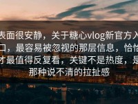 表面很安静，关于糖心vlog新官方入口，最容易被忽视的那层信息，恰恰才最值得反复看，关键不是热度，是那种说不清的拉扯感