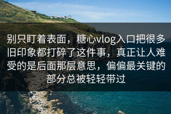 别只盯着表面，糖心vlog入口把很多旧印象都打碎了这件事，真正让人难受的是后面那层意思，偏偏最关键的部分总被轻轻带过