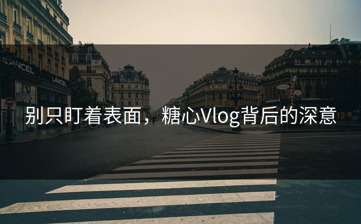 别只盯着表面，糖心Vlog背后的深意