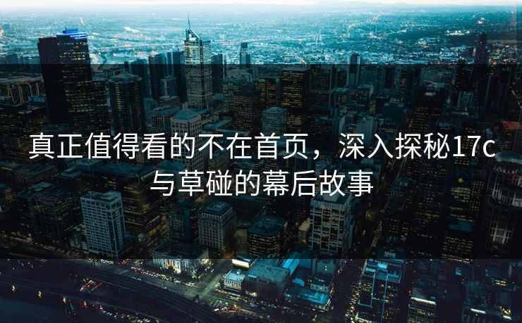 真正值得看的不在首页，深入探秘17c与草碰的幕后故事