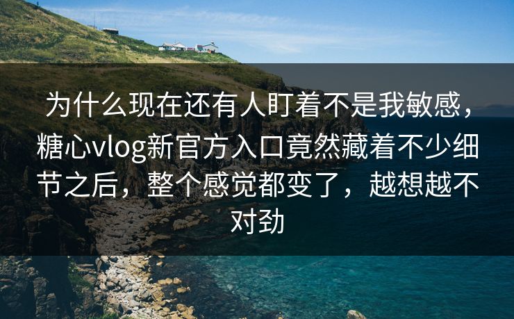为什么现在还有人盯着不是我敏感，糖心vlog新官方入口竟然藏着不少细节之后，整个感觉都变了，越想越不对劲