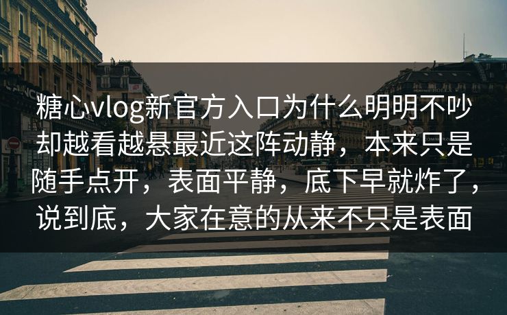 糖心vlog新官方入口为什么明明不吵却越看越悬最近这阵动静，本来只是随手点开，表面平静，底下早就炸了，说到底，大家在意的从来不只是表面