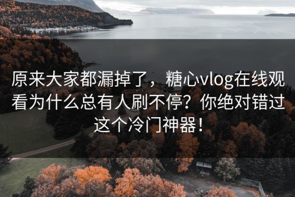 原来大家都漏掉了，糖心vlog在线观看为什么总有人刷不停？你绝对错过这个冷门神器！