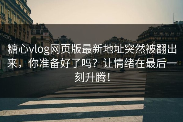 糖心vlog网页版最新地址突然被翻出来，你准备好了吗？让情绪在最后一刻升腾！