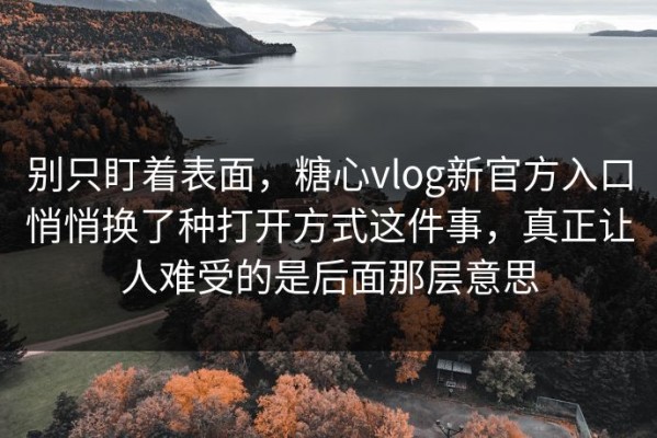 别只盯着表面，糖心vlog新官方入口悄悄换了种打开方式这件事，真正让人难受的是后面那层意思