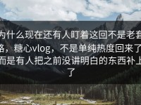 为什么现在还有人盯着这回不是老套路，糖心vlog，不是单纯热度回来了，而是有人把之前没讲明白的东西补上了