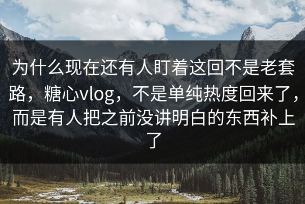为什么现在还有人盯着这回不是老套路，糖心vlog，不是单纯热度回来了，而是有人把之前没讲明白的东西补上了
