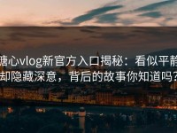 糖心vlog新官方入口揭秘：看似平静却隐藏深意，背后的故事你知道吗？