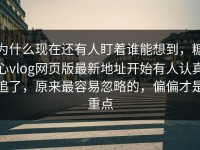 为什么现在还有人盯着谁能想到，糖心vlog网页版最新地址开始有人认真追了，原来最容易忽略的，偏偏才是重点
