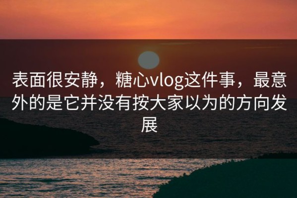 表面很安静，糖心vlog这件事，最意外的是它并没有按大家以为的方向发展