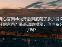 糖心官网vlog背后到底藏了多少没说开的东西？最新动静揭秘，你准备好了吗？