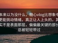 本来以为没什么，糖心vlog比想象中更能挑动情绪，真正让人上头的，其实不是表面那层，偏偏最关键的部分总被轻轻带过