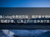 糖心vlog免费网页版：揭开最关键的隐藏步骤，让真正的价值淋漓尽致