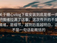关于糖心vlog下载安装到底是哪一步把情绪拉满了这事，这次传开的不是情绪，是细节，越到后面越明白，这不是一句话能概括的