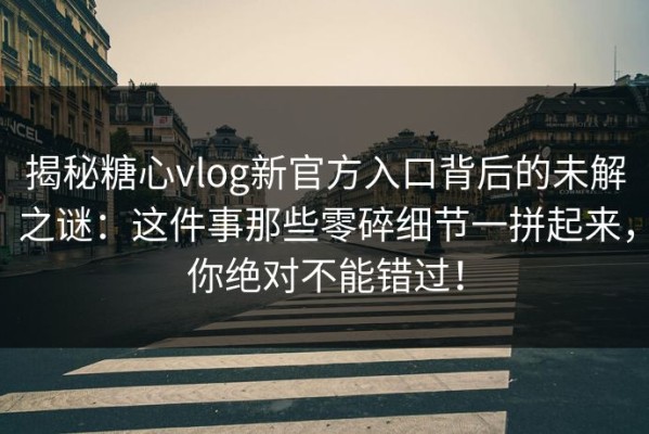 揭秘糖心vlog新官方入口背后的未解之谜：这件事那些零碎细节一拼起来，你绝对不能错过！
