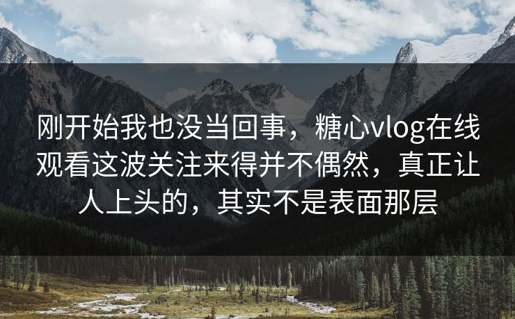 刚开始我也没当回事，糖心vlog在线观看这波关注来得并不偶然，真正让人上头的，其实不是表面那层
