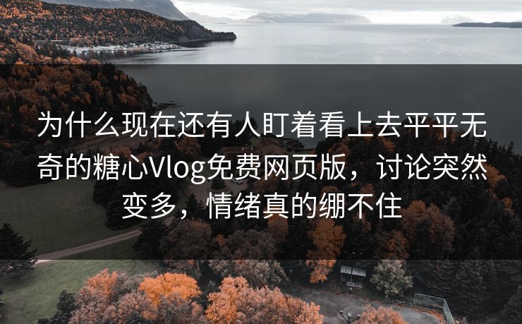 为什么现在还有人盯着看上去平平无奇的糖心Vlog免费网页版，讨论突然变多，情绪真的绷不住