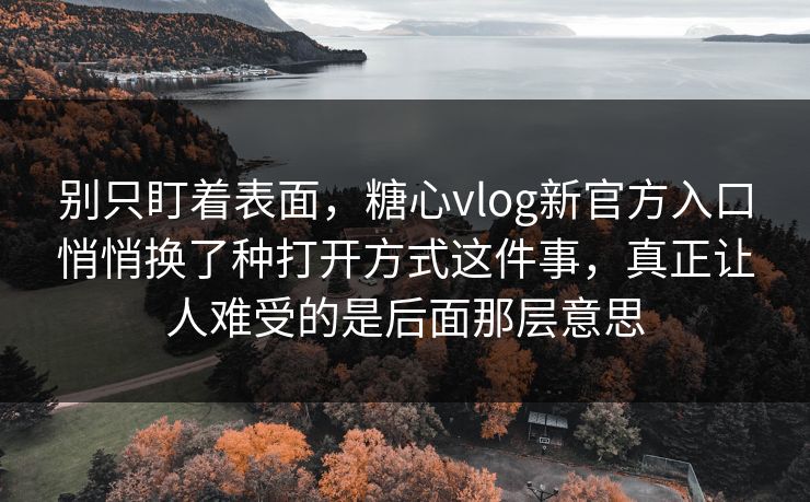 别只盯着表面，糖心vlog新官方入口悄悄换了种打开方式这件事，真正让人难受的是后面那层意思