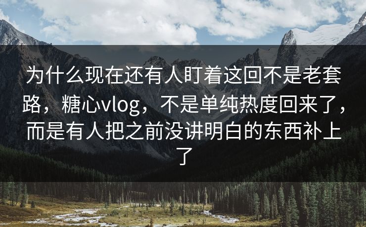 为什么现在还有人盯着这回不是老套路，糖心vlog，不是单纯热度回来了，而是有人把之前没讲明白的东西补上了