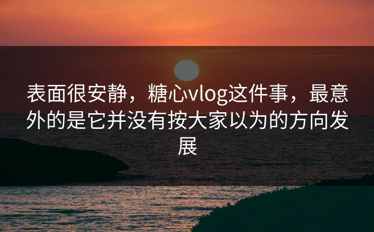 表面很安静，糖心vlog这件事，最意外的是它并没有按大家以为的方向发展